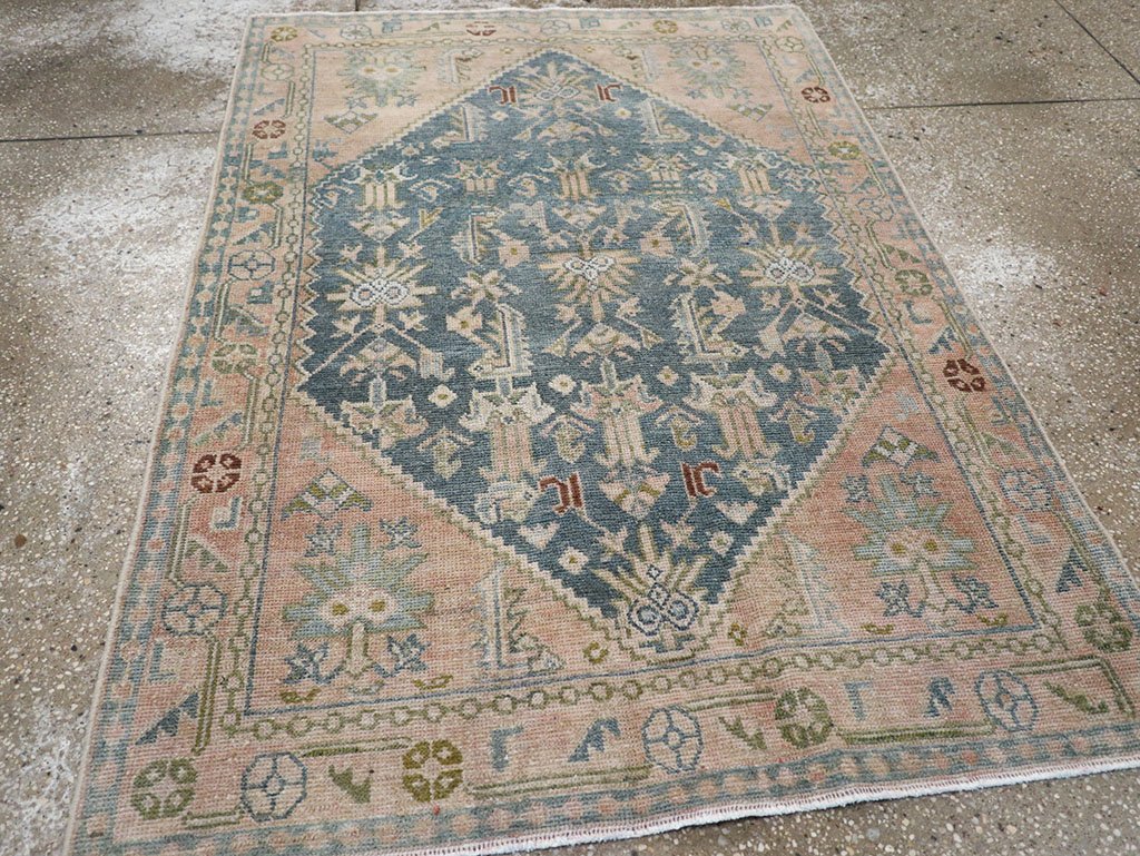 Vintage Persian Malayer Throw Rug, No.32847 - Staging