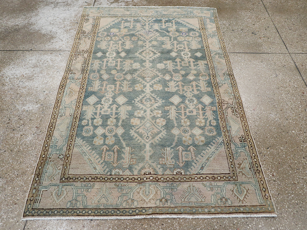 Vintage Persian Malayer Throw Rug, No.32856 - Staging