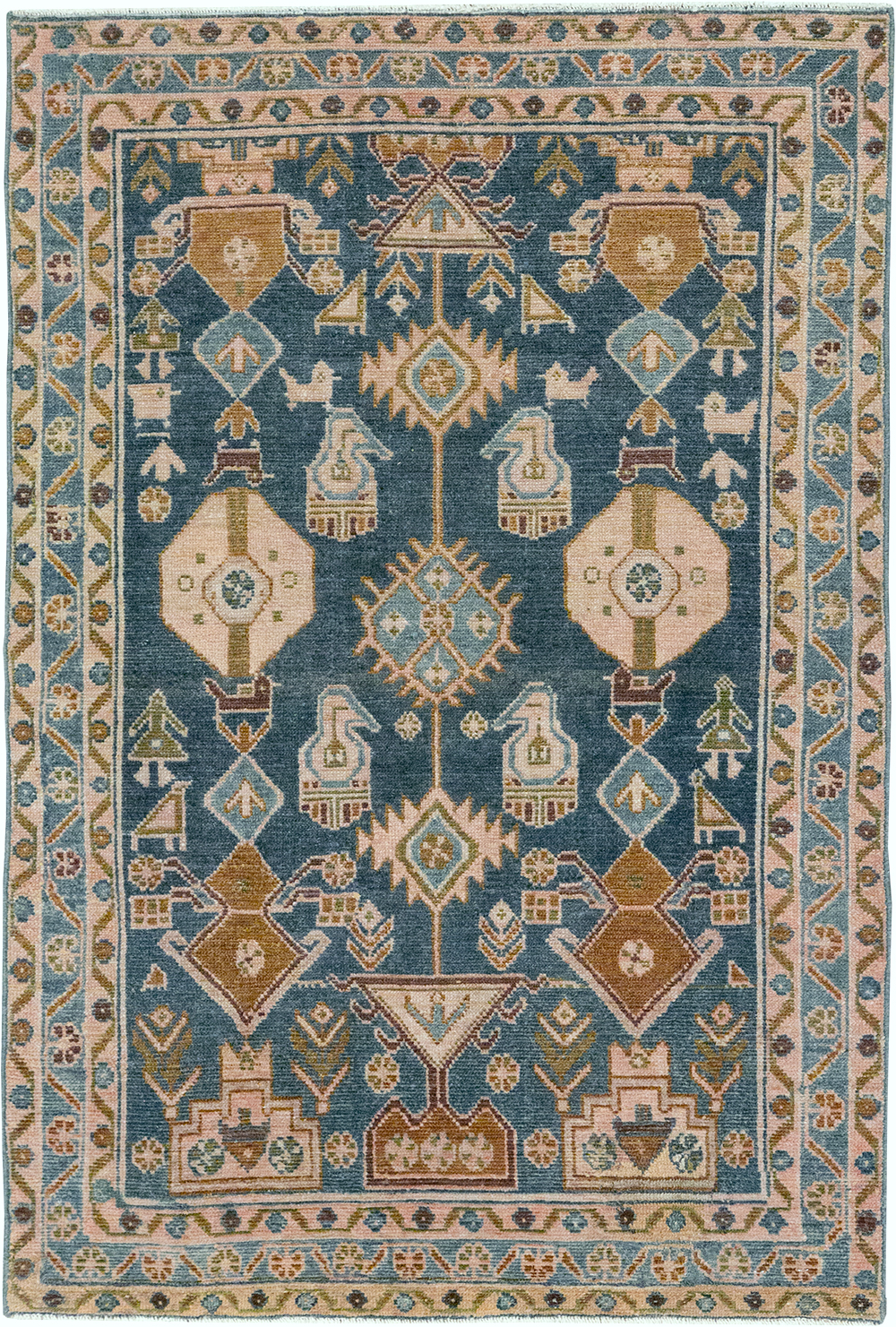 Vintage Persian Malayer Throw Rug, No.32901 - Staging