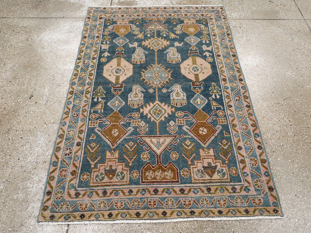 Vintage Persian Malayer Throw Rug, No.32901 - Staging