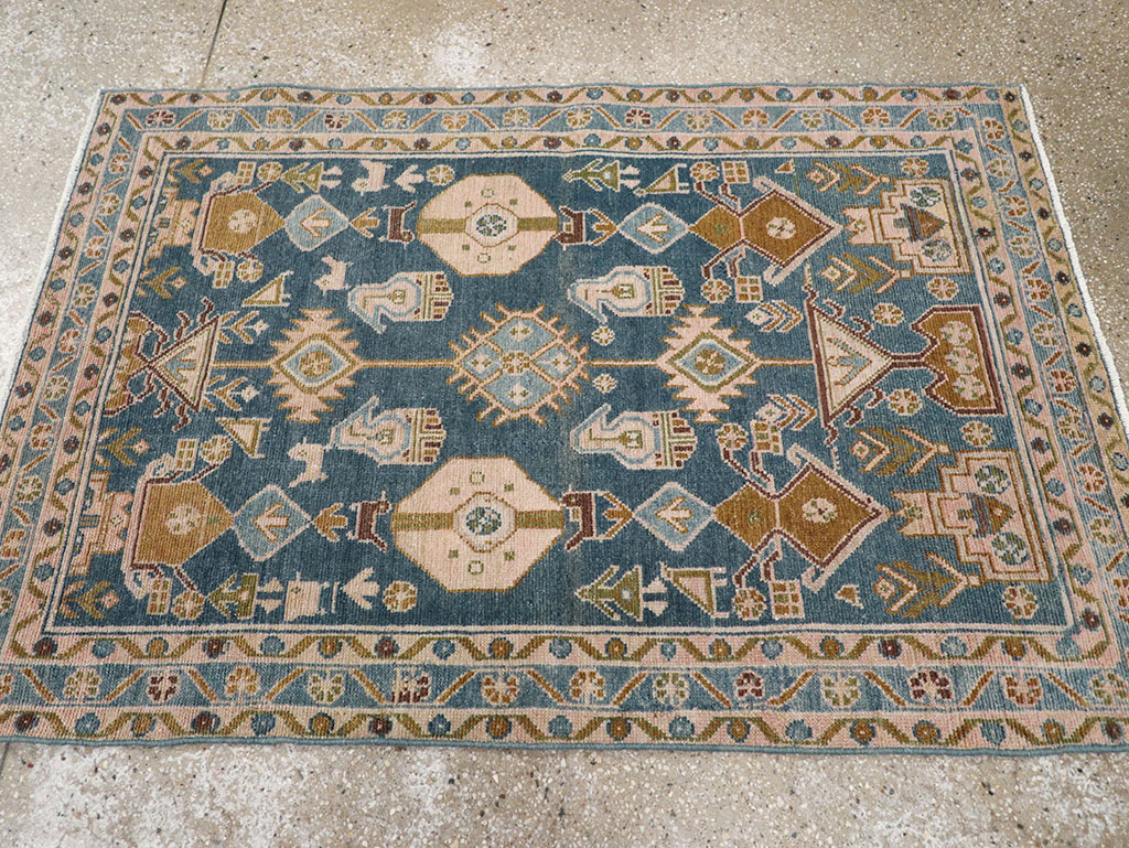 Vintage Persian Malayer Throw Rug, No.32901 - Staging