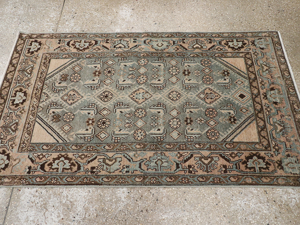 Vintage Persian Malayer Throw Rug, No.32902 - Staging