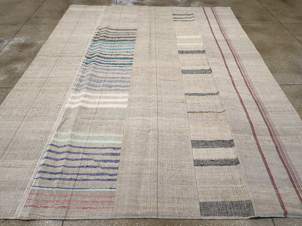 Vintage Turkish Flatweave Room Size Carpet, No.32920 - Staging