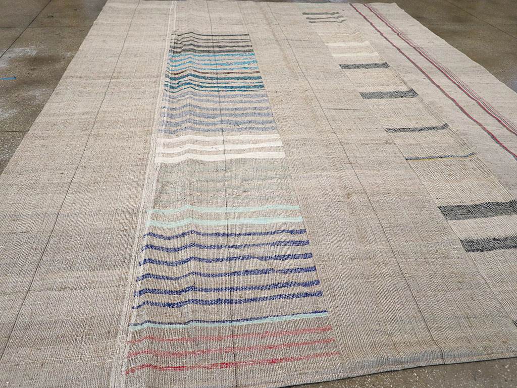 Vintage Turkish Flatweave Room Size Carpet, No.32920 - Staging