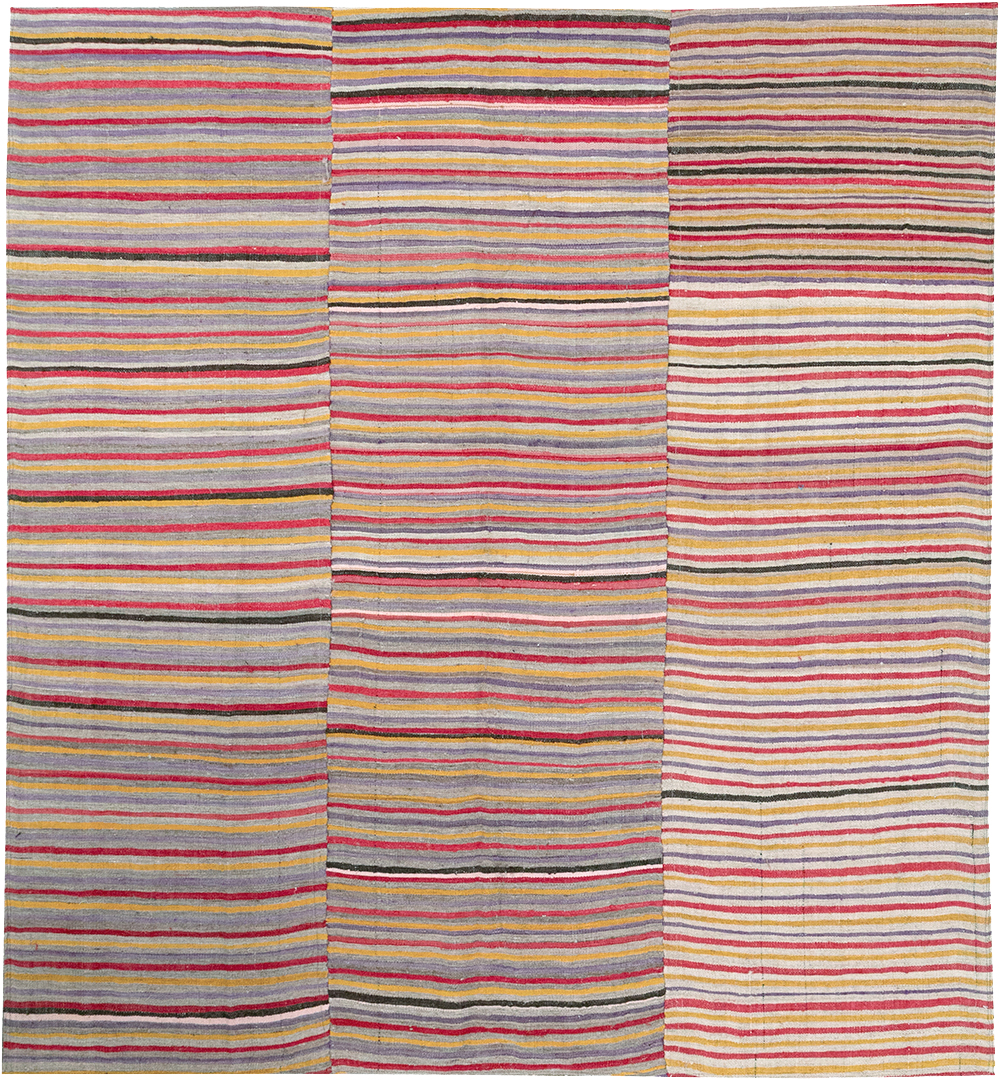 Vintage Persian Flatweave Kilim Square Accent Rug (Pair: 2 of 2), No.32921 - Staging