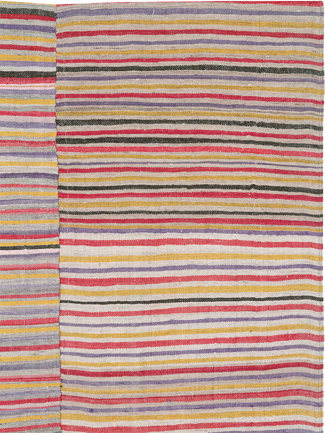 Vintage Persian Flatweave Kilim Square Accent Rug (Pair: 2 of 2), No.32921 - Staging