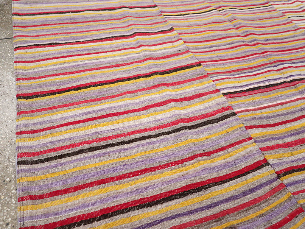 Vintage Persian Flatweave Kilim Square Accent Rug (Pair: 2 of 2), No.32921 - Staging