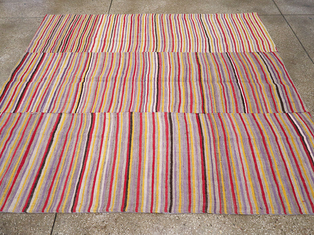 Vintage Persian Flatweave Kilim Square Accent Rug (Pair: 2 of 2), No.32921 - Staging