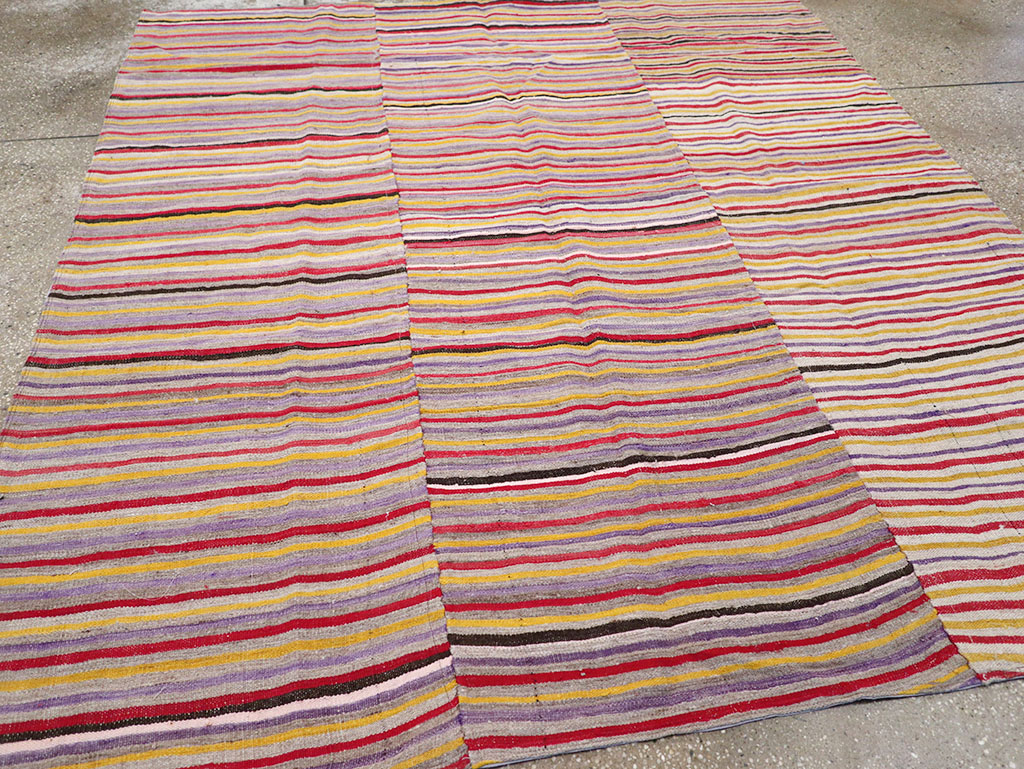 Vintage Persian Flatweave Kilim Square Accent Rug (Pair: 2 of 2), No.32921 - Staging