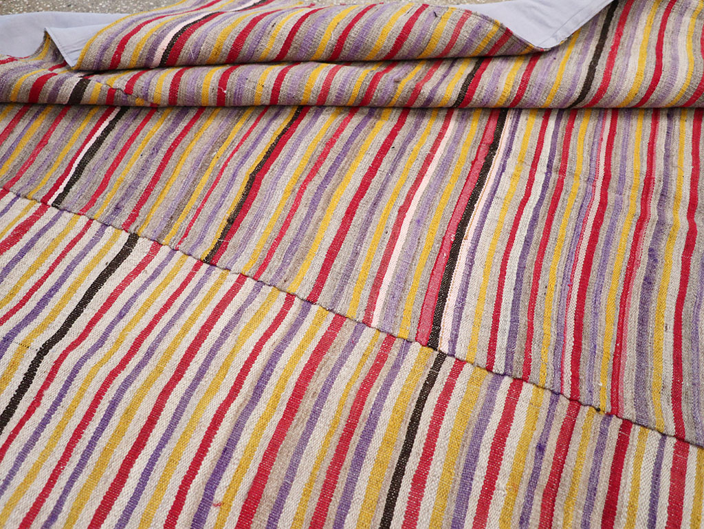 Vintage Persian Flatweave Kilim Square Accent Rug (Pair: 2 of 2), No.32921 - Staging