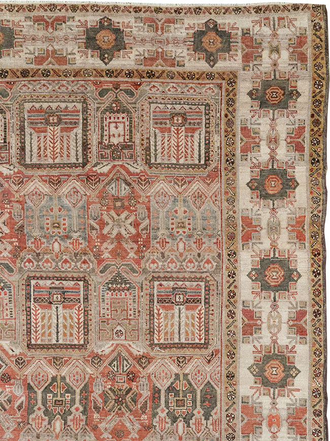 Antique Persian Bakhtiari Square Room Size Carpet, No.32924 - Staging