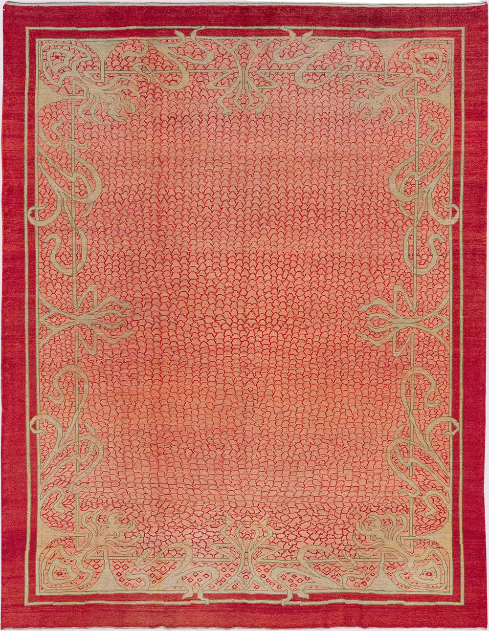 Antique Turkish Art Deco Room Size Carpet, No.32956 - Staging
