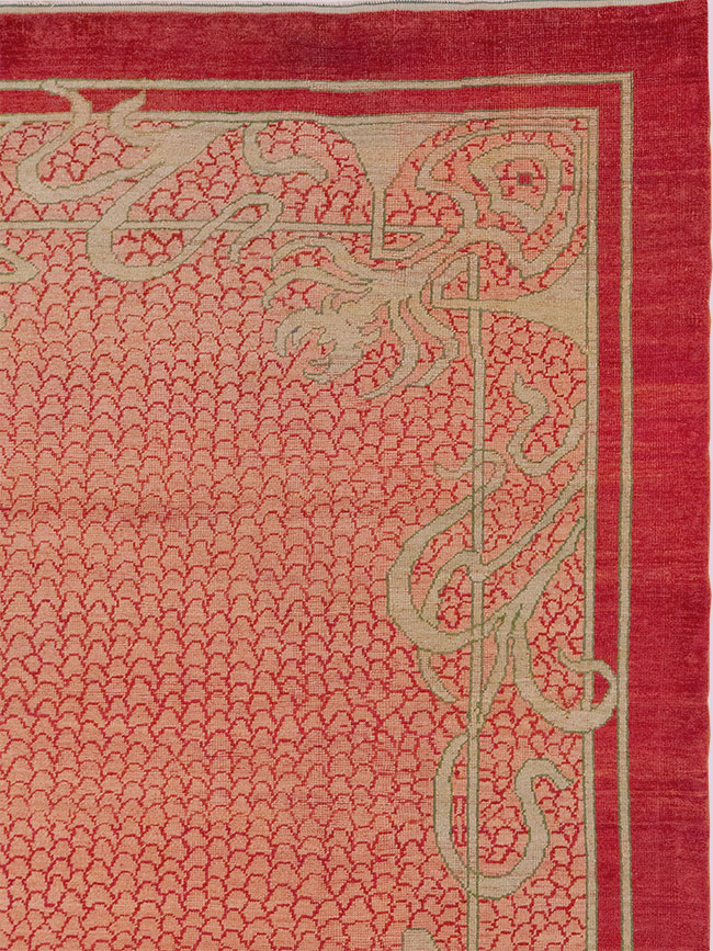 Antique Turkish Art Deco Room Size Carpet, No.32956 - Staging