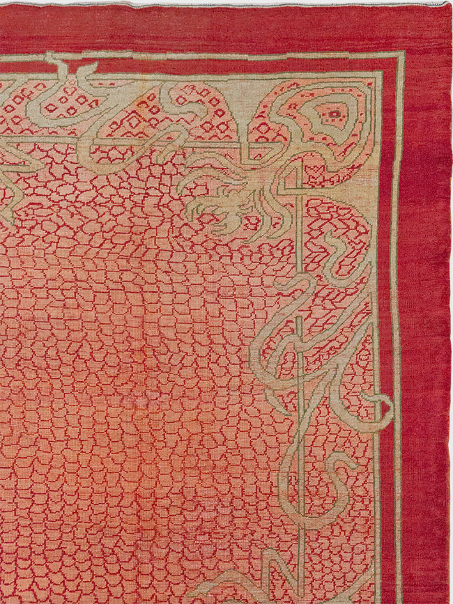 Antique Turkish Art Deco Room Size Carpet, No.32956 - Staging