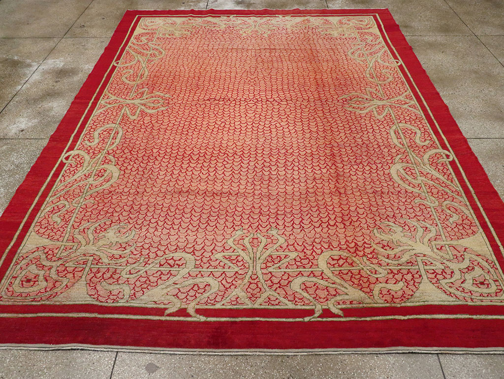 Antique Turkish Art Deco Room Size Carpet, No.32956 - Staging