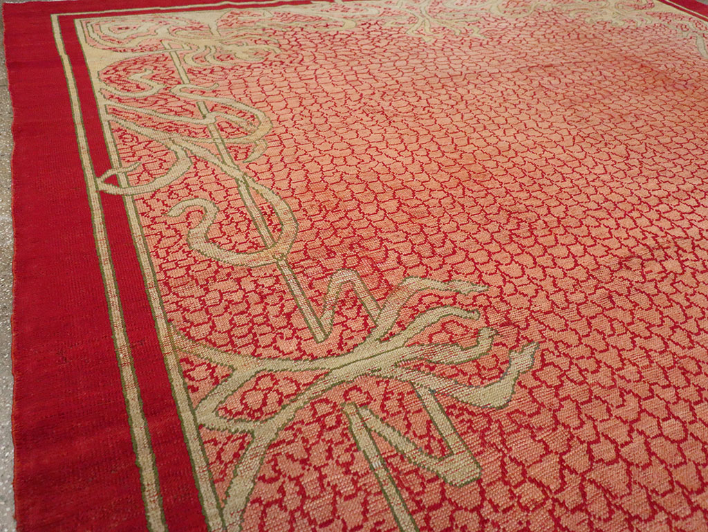 Antique Turkish Art Deco Room Size Carpet, No.32956 - Staging