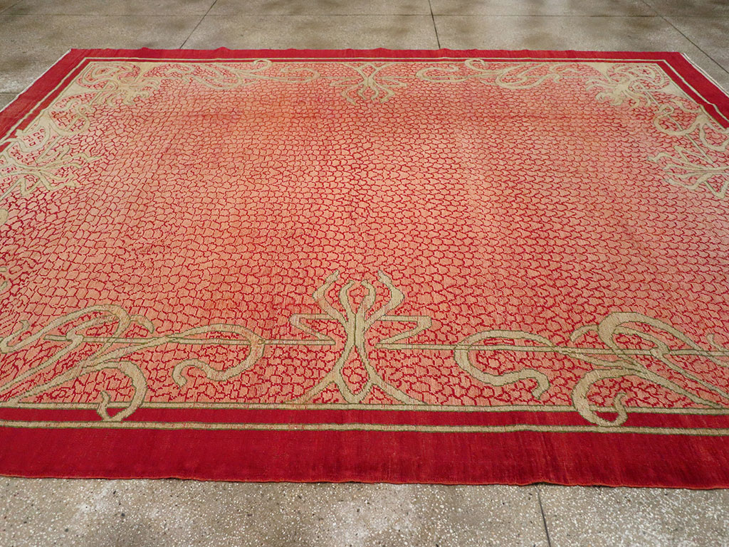 Antique Turkish Art Deco Room Size Carpet, No.32956 - Staging