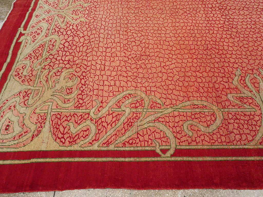 Antique Turkish Art Deco Room Size Carpet, No.32956 - Staging