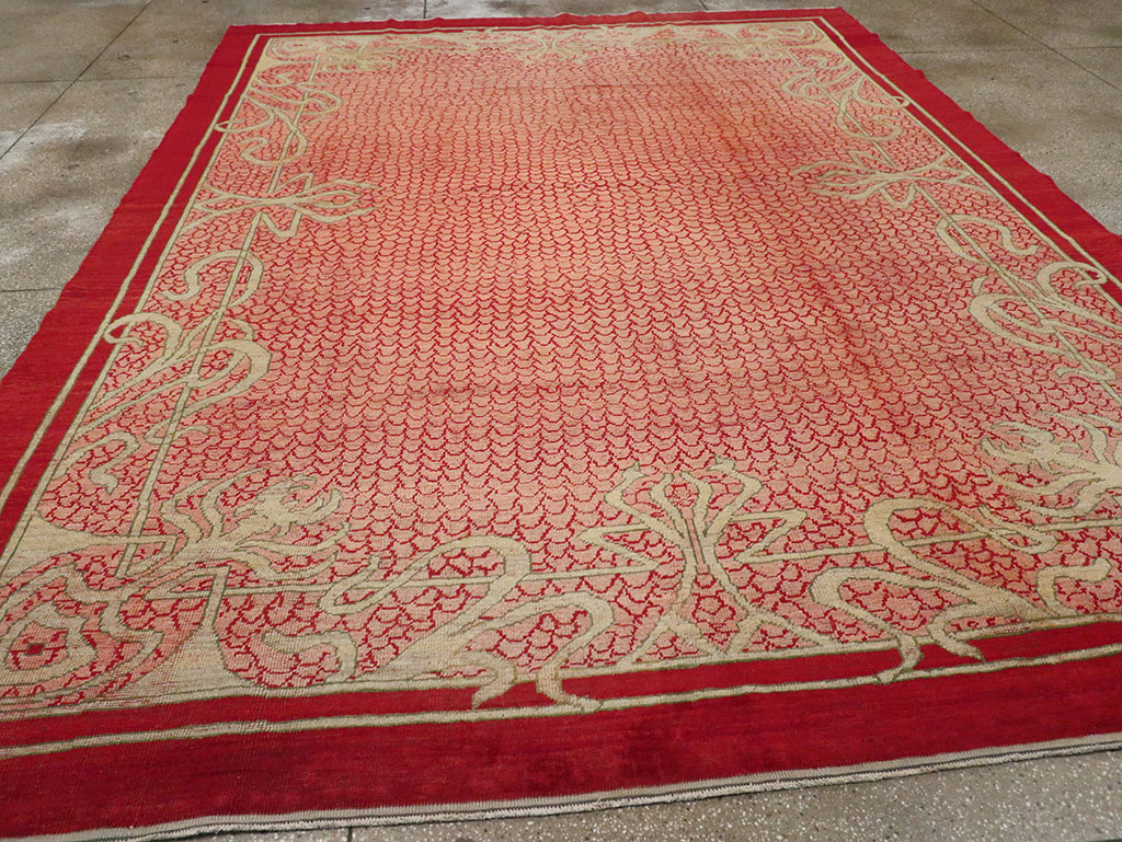 Antique Turkish Art Deco Room Size Carpet, No.32956 - Staging