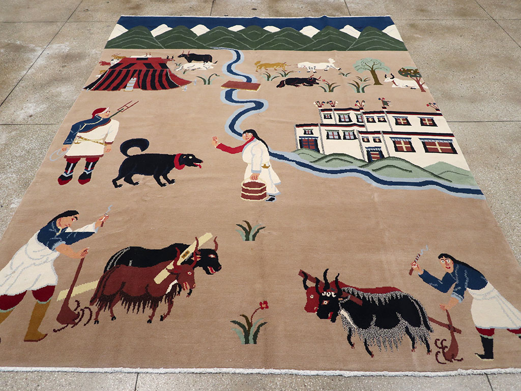 Modern Tibetan Pictorial Room Size Carpet, No.32957 - Staging