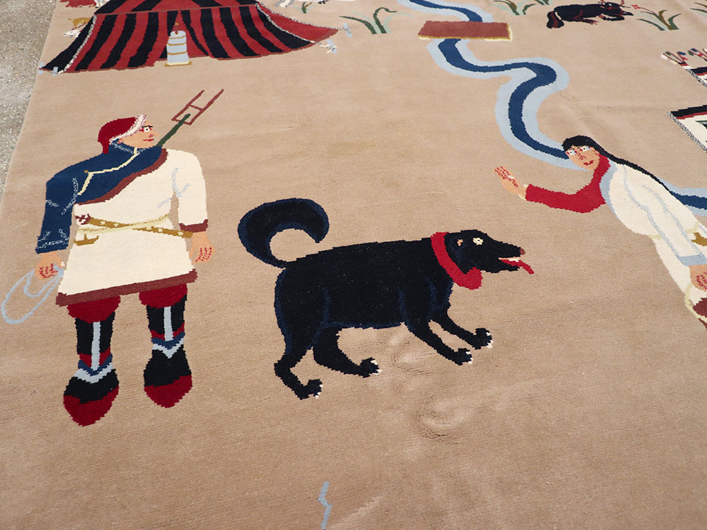 Modern Tibetan Pictorial Room Size Carpet, No.32957 - Staging