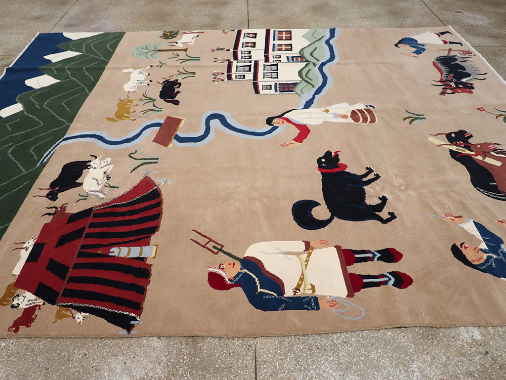 Modern Tibetan Pictorial Room Size Carpet, No.32957 - Staging