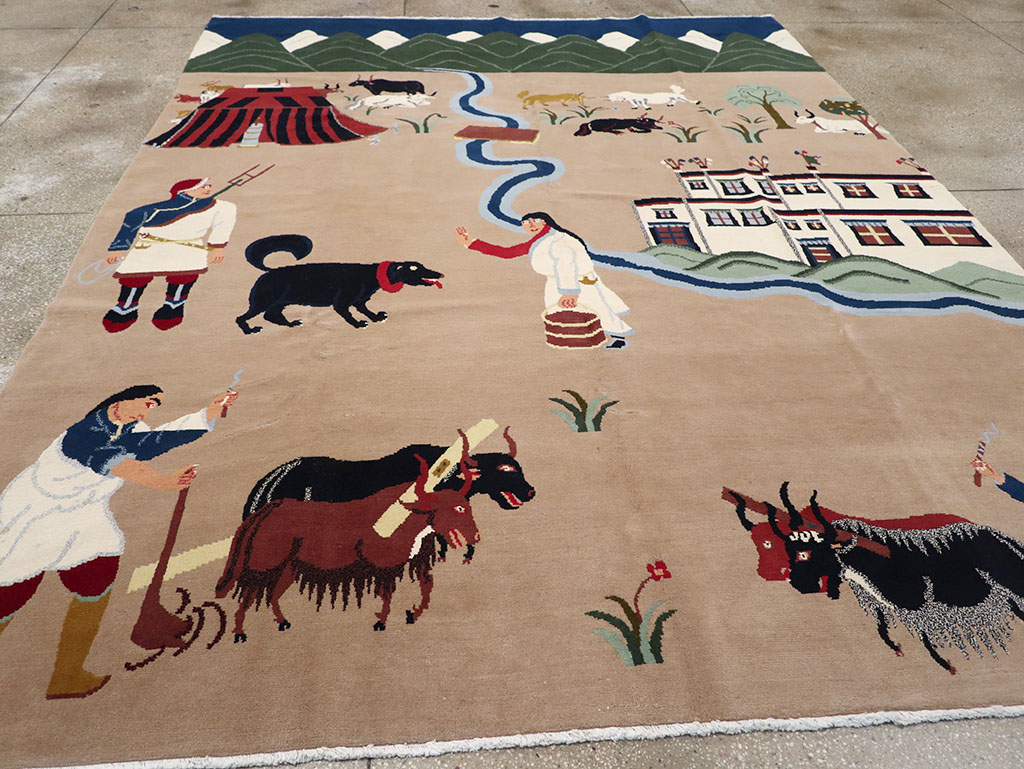 Modern Tibetan Pictorial Room Size Carpet, No.32957 - Staging