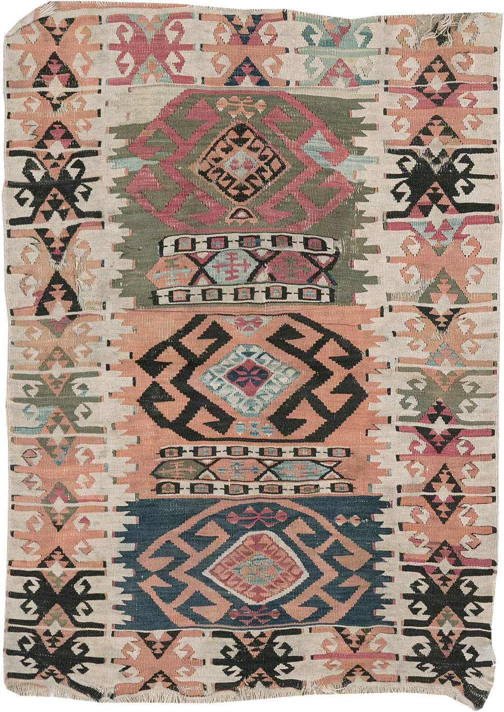 Vintage Turkish Flatweave Kilim Throw Rug, No.32961 - Staging