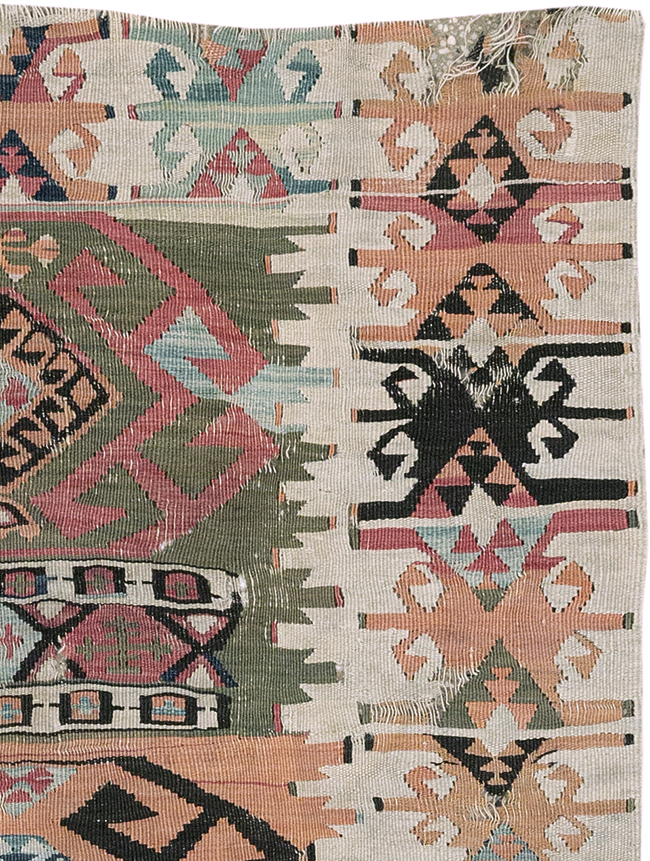 Vintage Turkish Flatweave Kilim Throw Rug, No.32961 - Staging