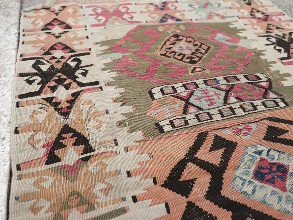 Vintage Turkish Flatweave Kilim Throw Rug, No.32961 - Staging