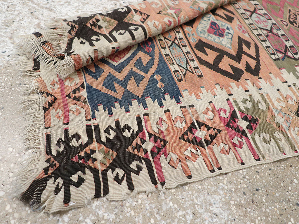 Vintage Turkish Flatweave Kilim Throw Rug, No.32961 - Staging