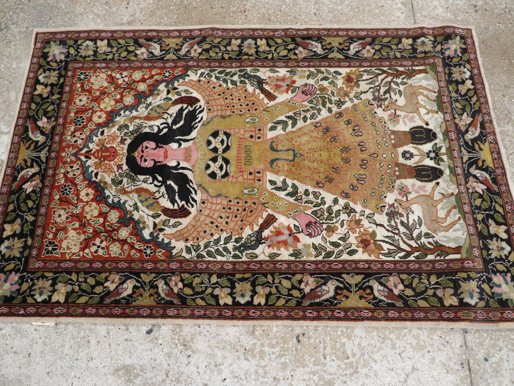 Vintage Indian Pictorial Rug, No.32966 - Staging