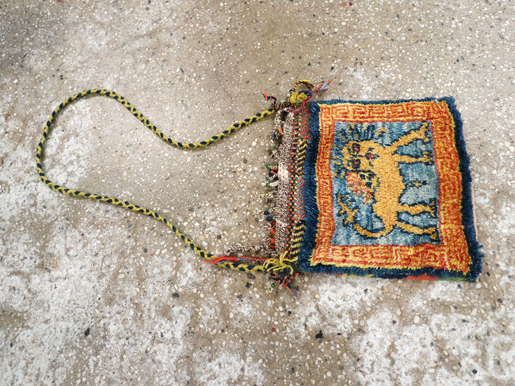 Vintage Persian Gabbeh Pictorial Bag, No.32967 - Staging