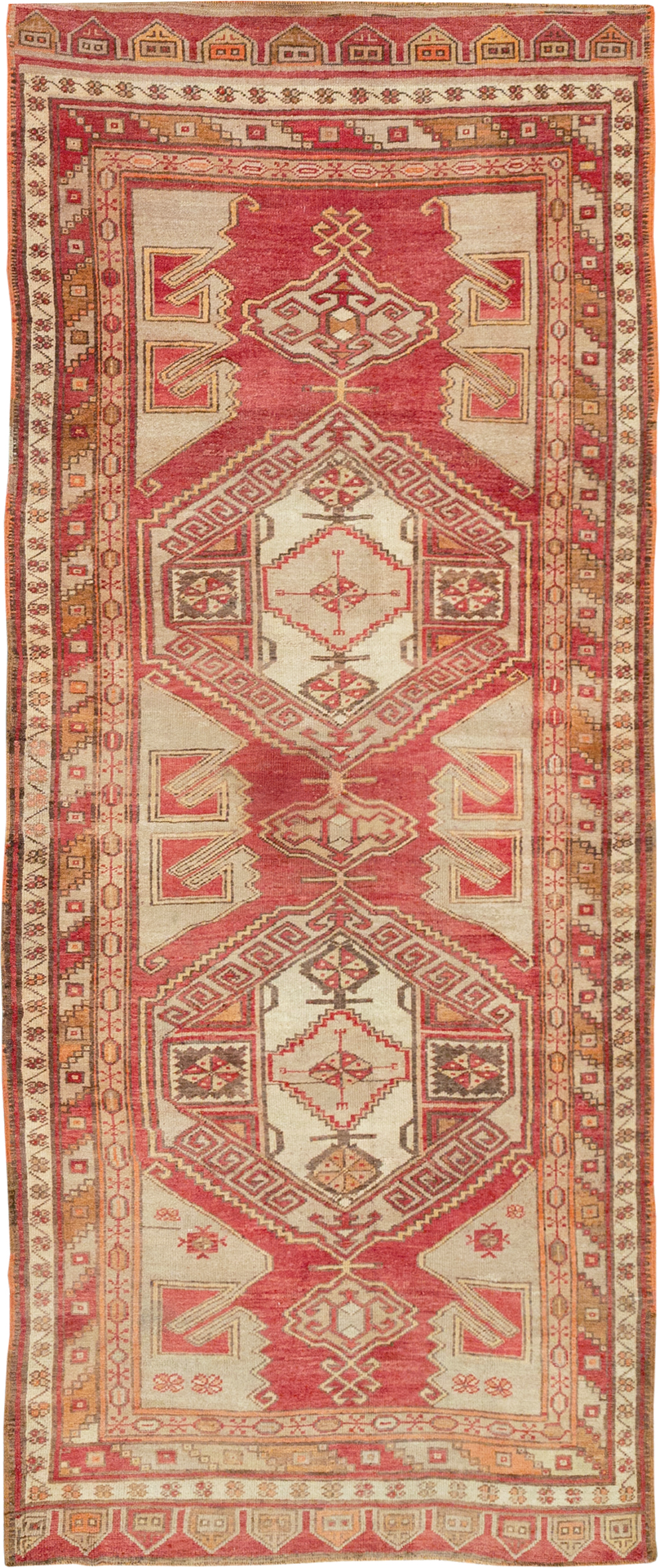 Vintage Turkish Anatolian Wide Gallery Runner, No.32969 - Staging