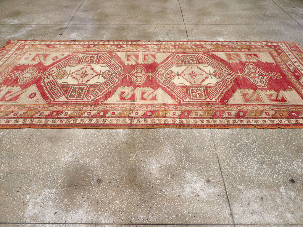 Vintage Turkish Anatolian Wide Gallery Runner, No.32969 - Staging