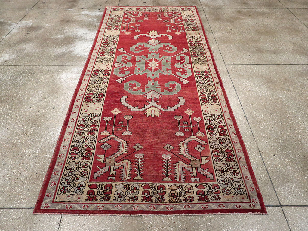 Vintage Turkish Anatolian Wide Gallery Runner, No.32975 - Staging