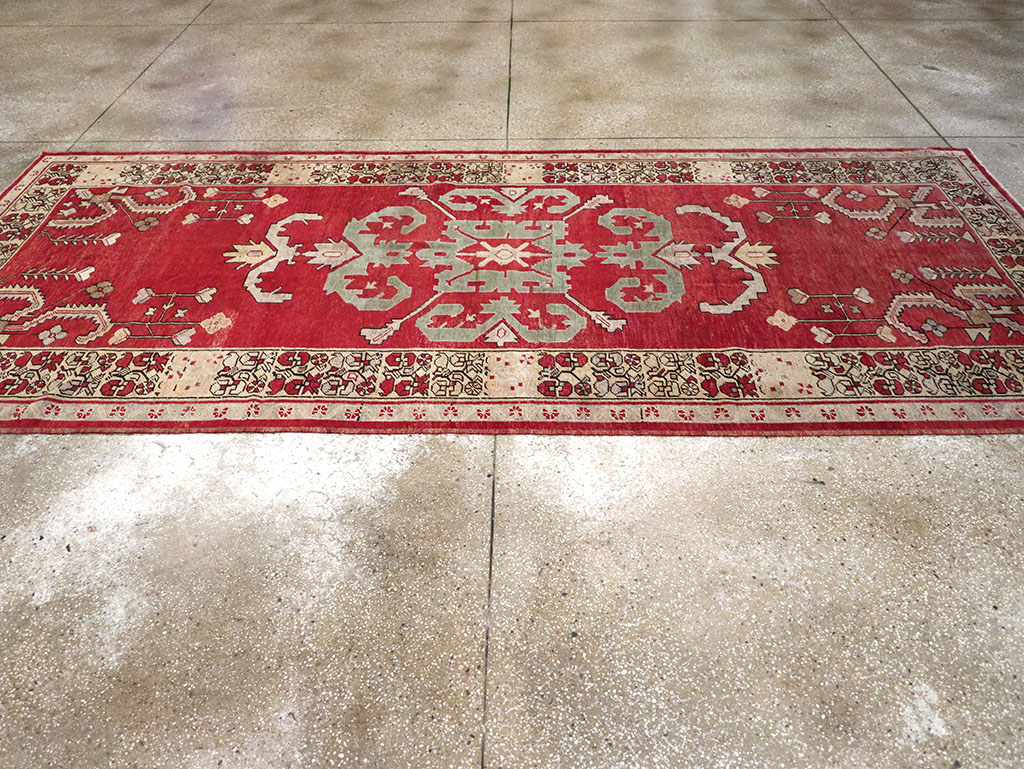 Vintage Turkish Anatolian Wide Gallery Runner, No.32975 - Staging