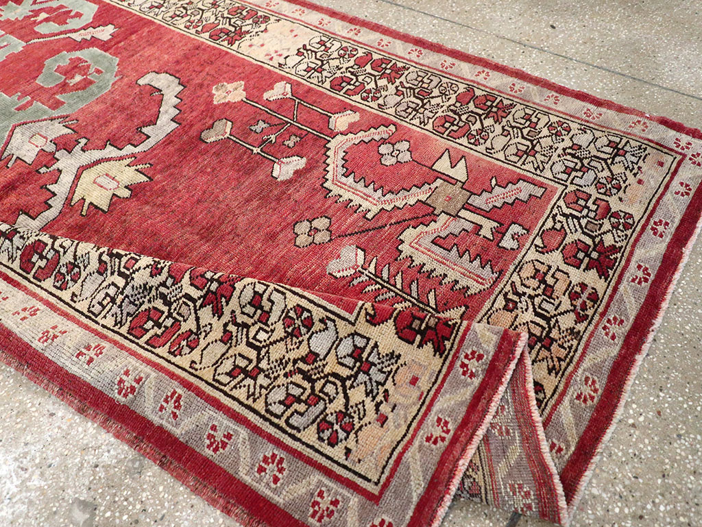 Vintage Turkish Anatolian Wide Gallery Runner, No.32975 - Staging