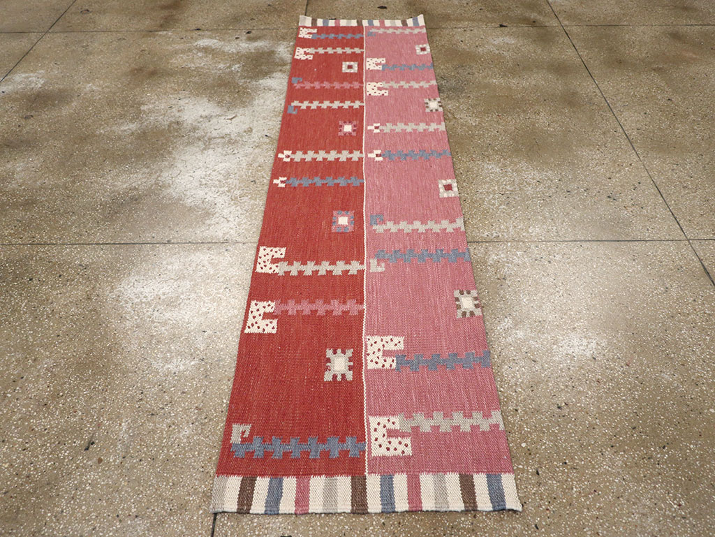 Modern Turkish Flatweave Kilim Runner, No.33000 - Staging