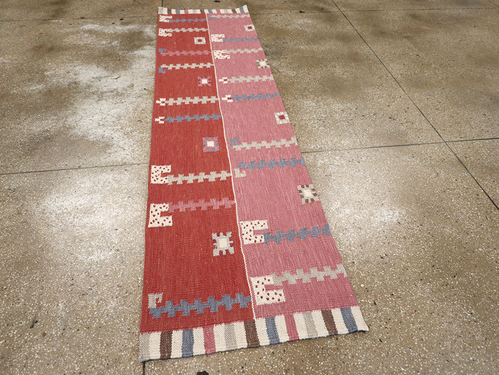 Modern Turkish Flatweave Kilim Runner, No.33000 - Staging