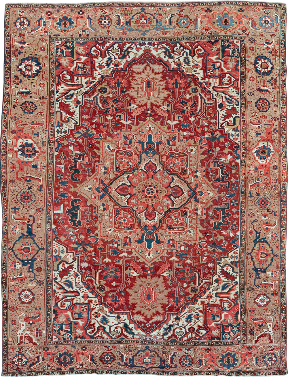 Antique Persian Heriz Room Size Carpet, No.33008 - Staging