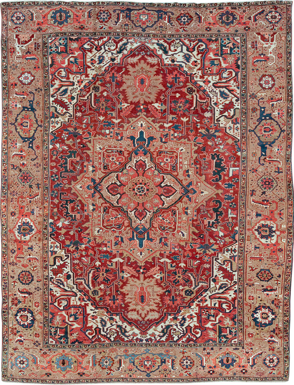 Antique Persian Heriz Room Size Carpet, No.33008 - Staging