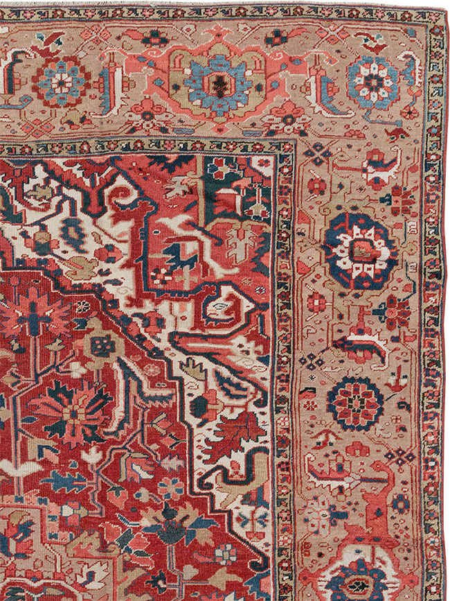 Antique Persian Heriz Room Size Carpet, No.33008 - Staging