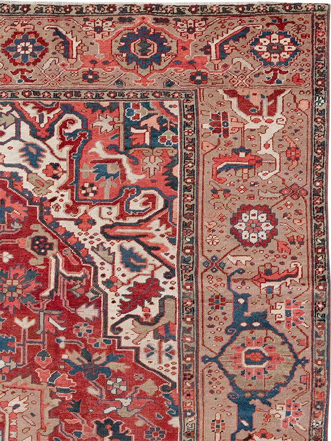 Antique Persian Heriz Room Size Carpet, No.33008 - Staging