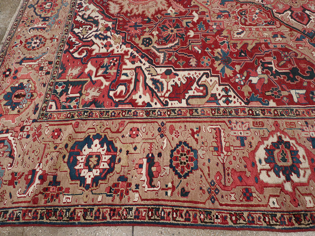 Antique Persian Heriz Room Size Carpet, No.33008 - Staging