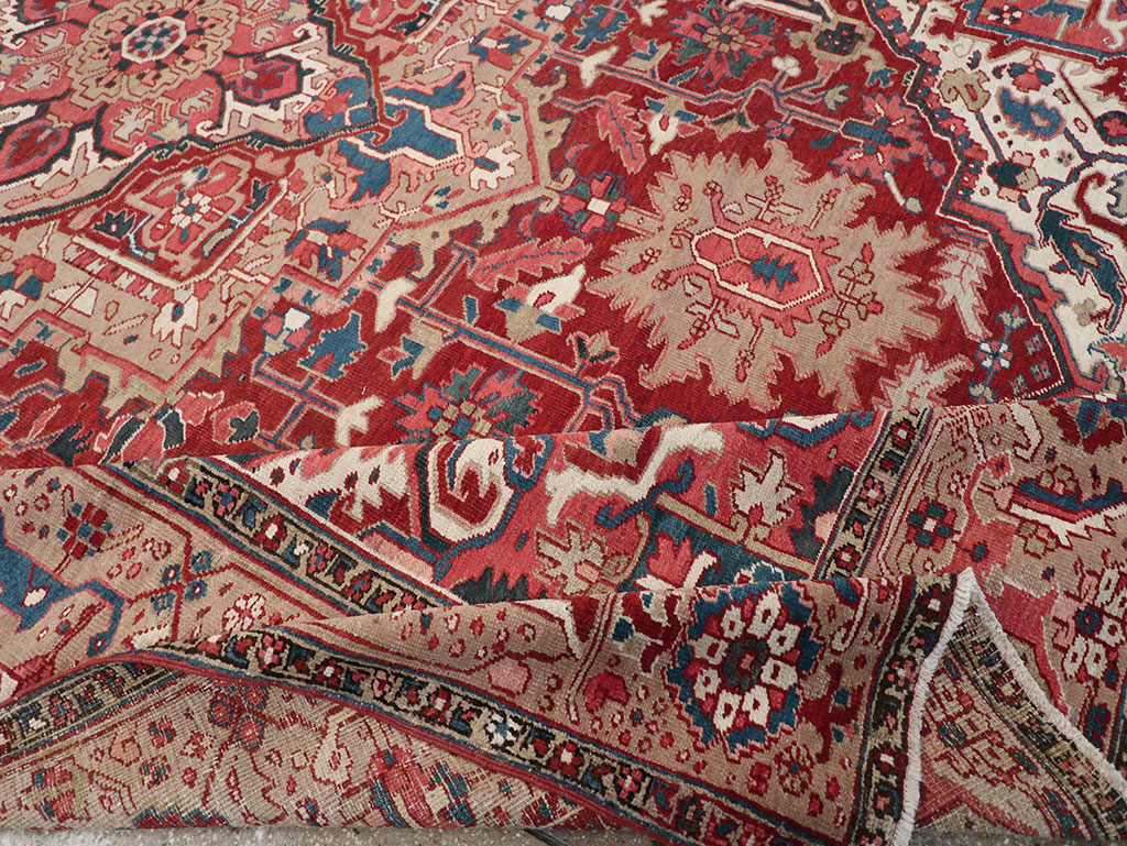 Antique Persian Heriz Room Size Carpet, No.33008 - Staging