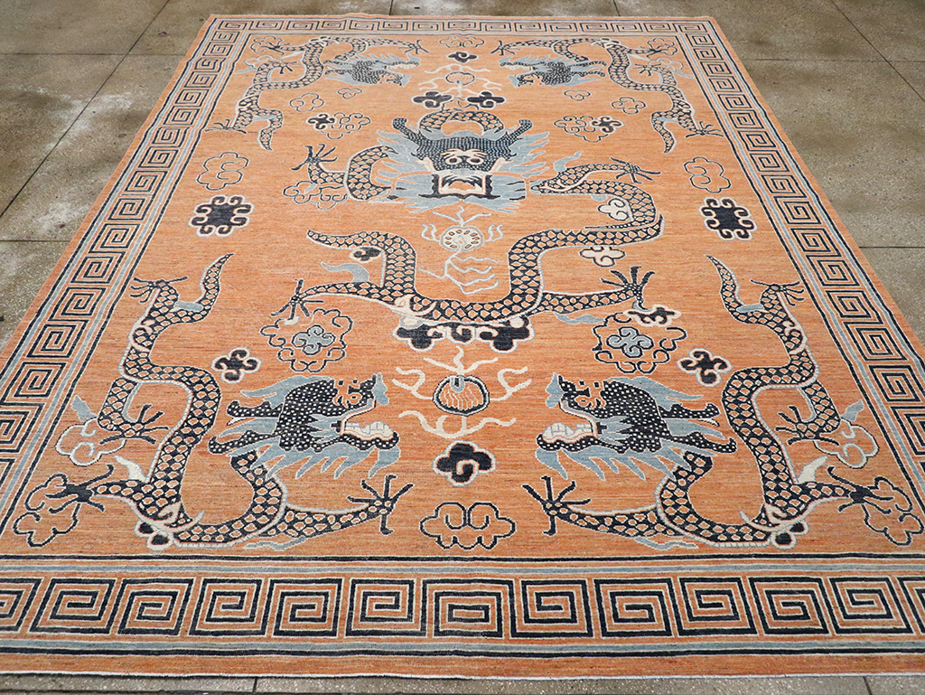 Modern East Turkestan Khotan Pictorial Room Size Carpet, No.33010 - Staging