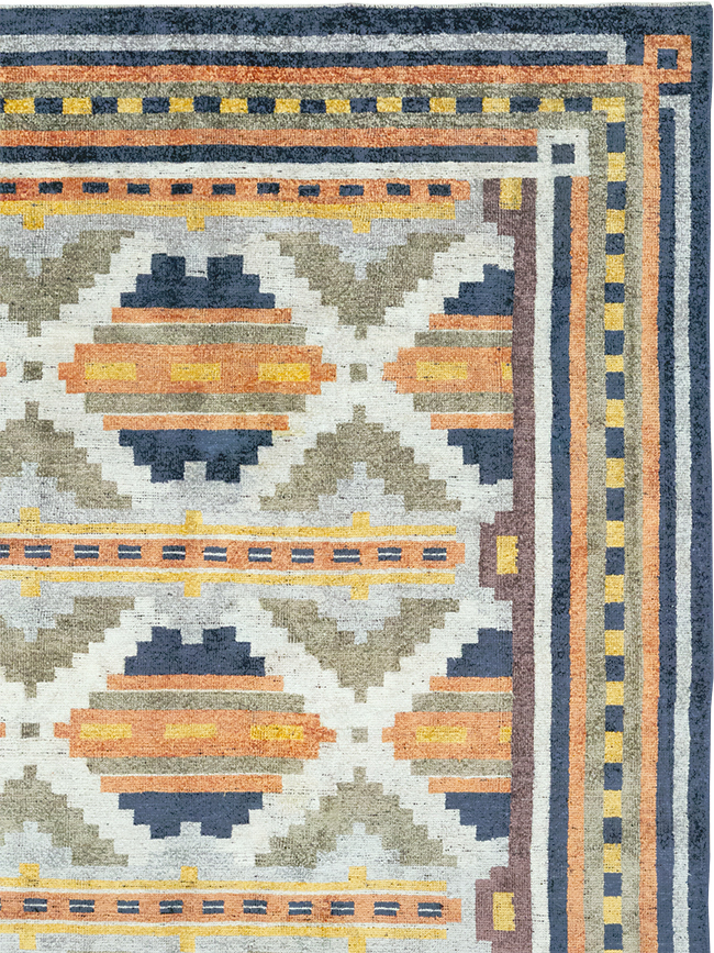Modern East Turkestan Silk Khotan Room Size Carpet, No.33013 - Staging