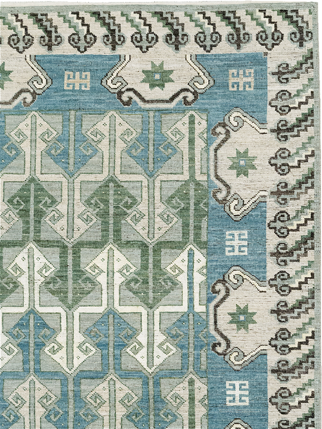 Modern East Turkestan Khotan Room Size Carpet, No.33017 - Staging