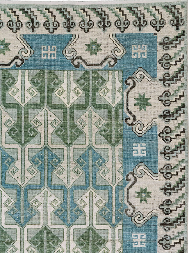 Modern East Turkestan Khotan Room Size Carpet, No.33017 - Staging